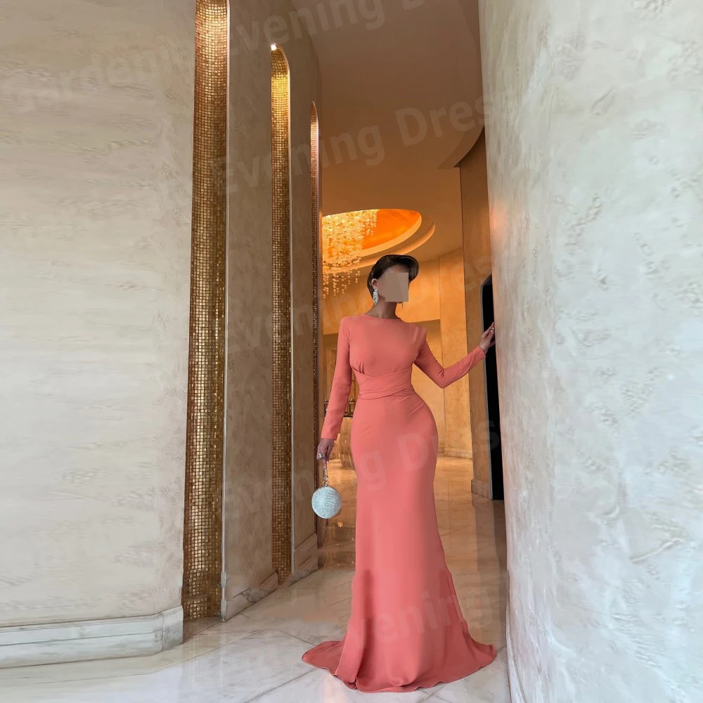 

Simple Mermaid Women's Evening Dresses Long Sleeve Prom Gowns Customized Vestidos De Fiesta Party Vestido De Gala Noche Mujer