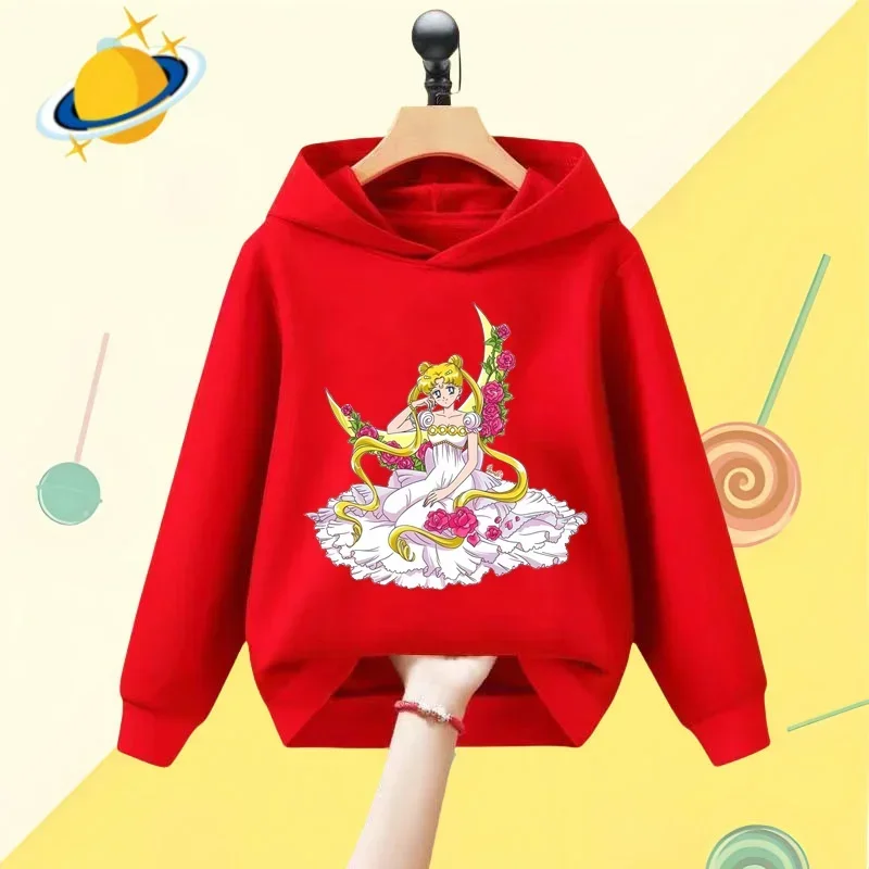 Sailor Moon Anime dziecięca bluza z kapturem gra nadruk kreskówkowy jesienno-zimowa bluza z długim rękawem chłopcy dziewczęta Kawaii top na co dzień