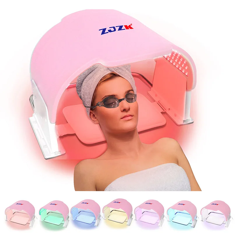 Dispositivo per la cura della pelle con maschera per il collo a LED 7 colori con 990 chip LED e materiali morbidi in silicone alimentare per antirughe e anti-acne