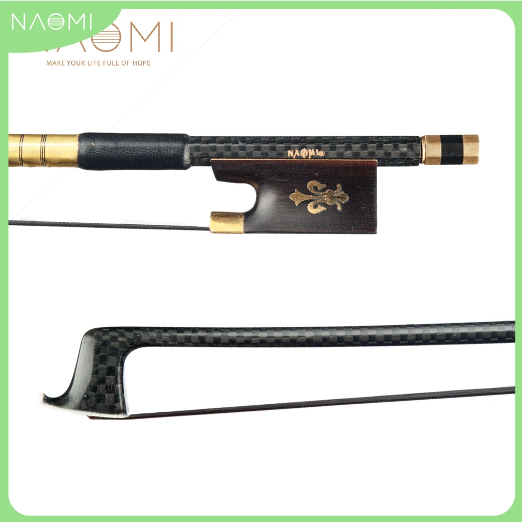 

NAOMI 4/4 Violin Bow Grid Carbon Fiber Violin Bow Golden Fleur-De-Lys Inlay Ebony Frog Black Horsehair