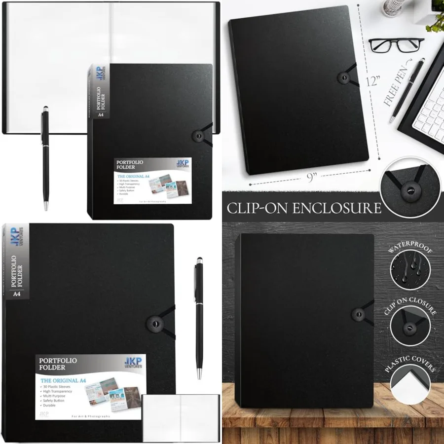 

Защитный чехол Стильный портфель Художественный портфель с застежкой-кнопкой В комплект входит 30 прозрачных ручек и ручка для сенсорного экрана для эскизов