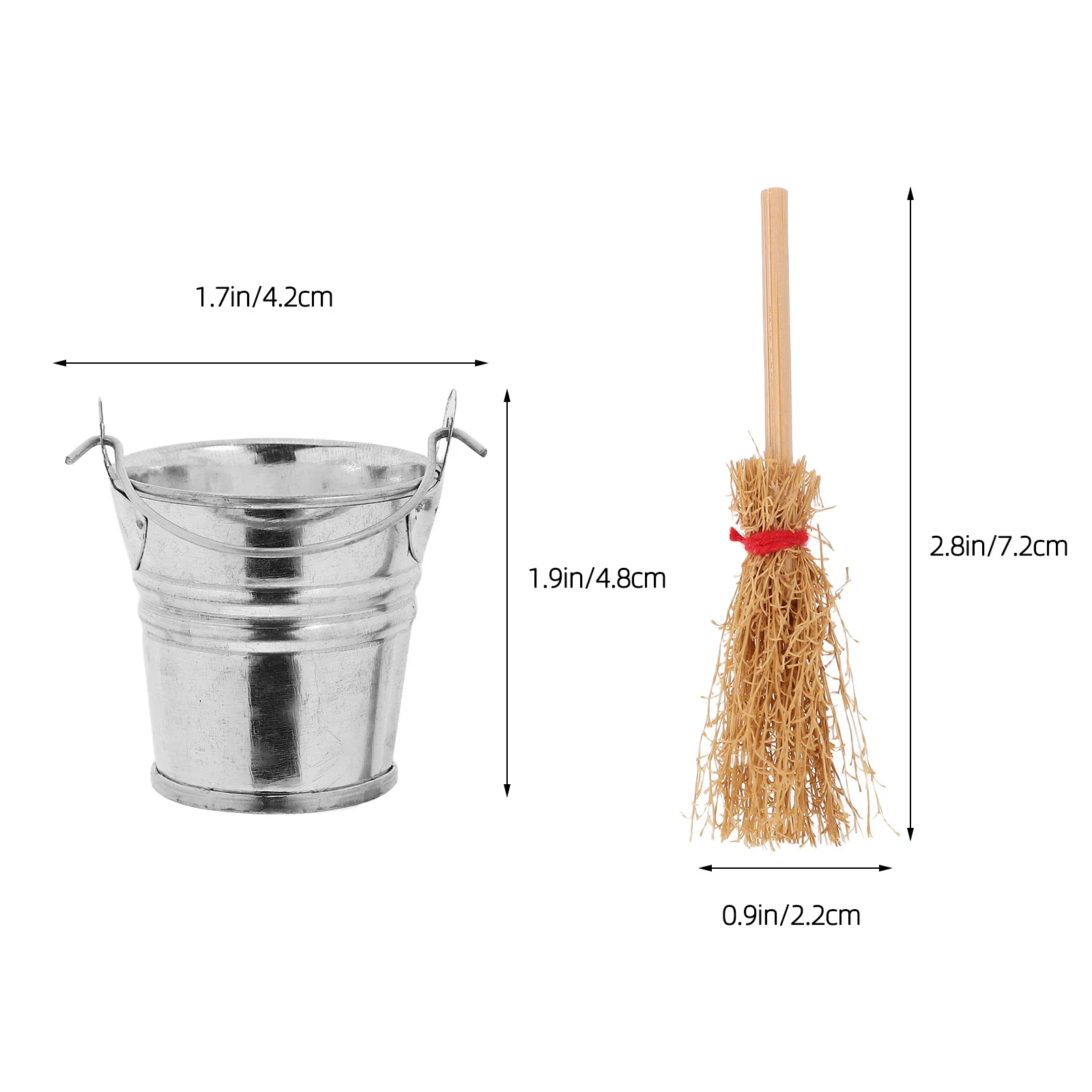 1세트 미니 빗자루 버킷 세트 인형집 장면 소품 리얼리틱 미니어처 홈 데코 액세서리 청소 도구 사진 촬영 DIY