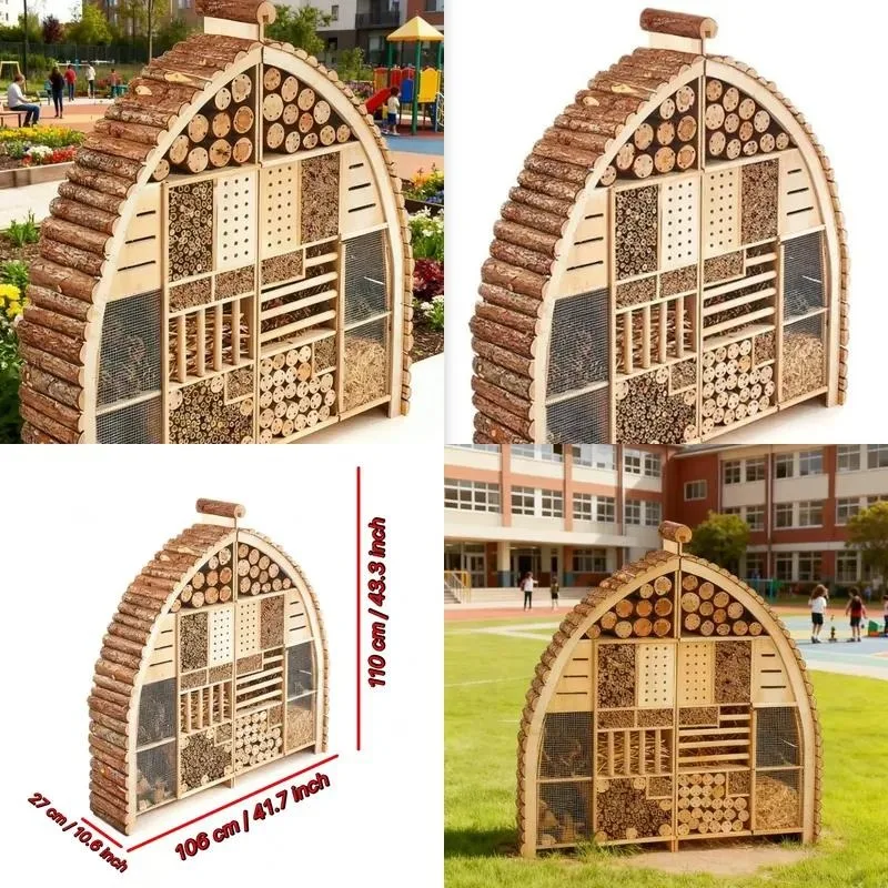 Giant Hanging Wooden Insect Hotel Large Outdoor Natural Habitat Sanctuary for Schools Botanical Gardens