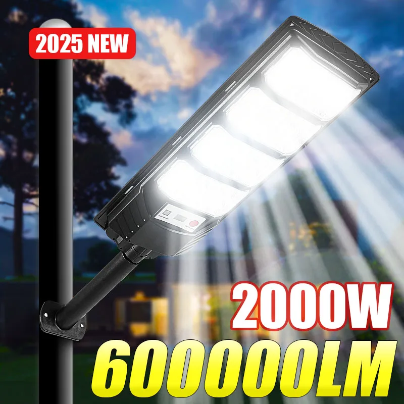 Pop 600000LM 2000W LED Solar Lights Outdoor Super Bright Solar Flood Lamp With Human Body Sensing Waterproof Garden Street Wall