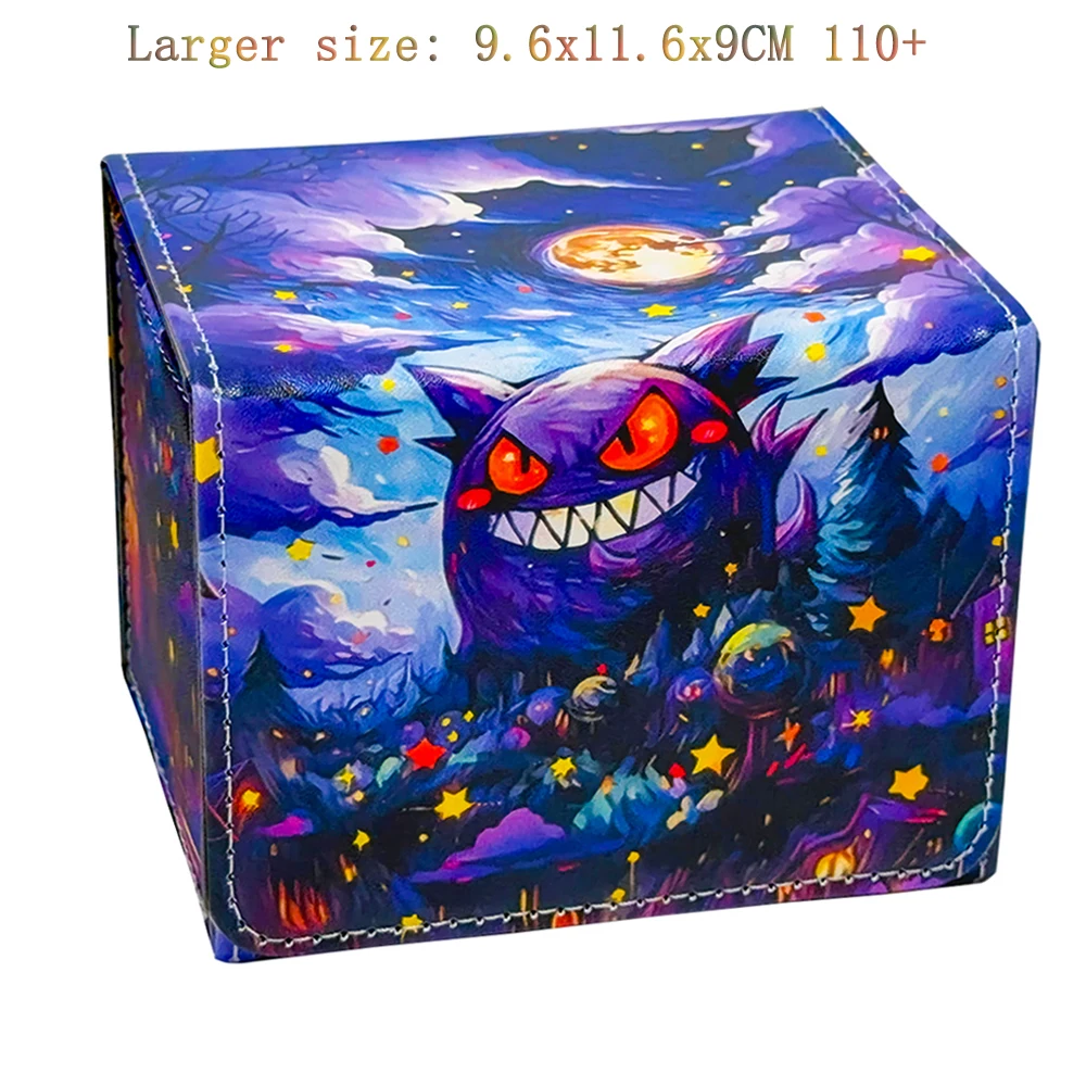 Anime Pokemon Gengar Deck Box The Starry Night Style Yugioh WS OCG PTCG Trading Cards Pu Leather Storage Collection Box 110+