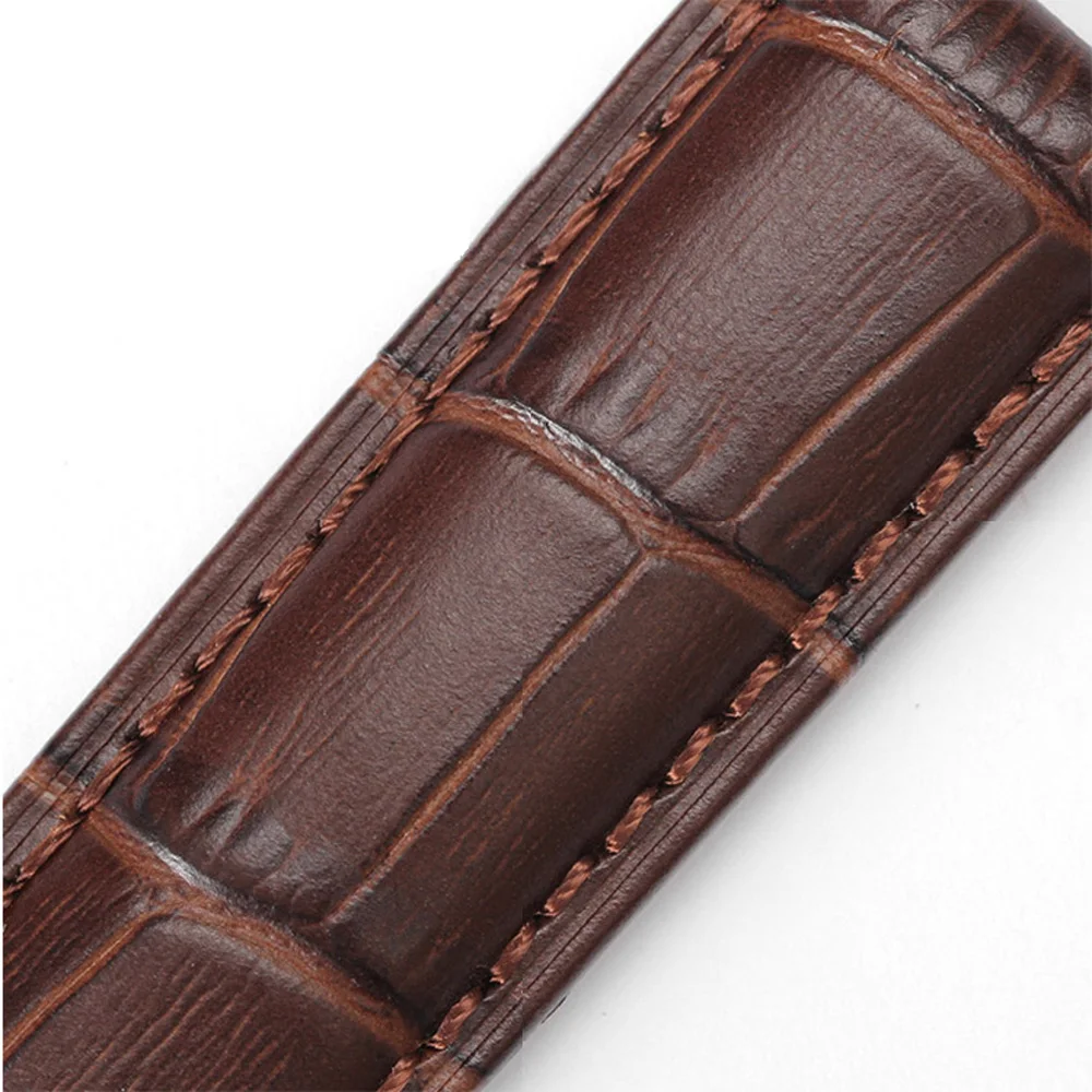 2024 New Fashion  Leather Watch Band Replacement Leather Watchband Rose Gold Buckle Black Brown Watch Strap