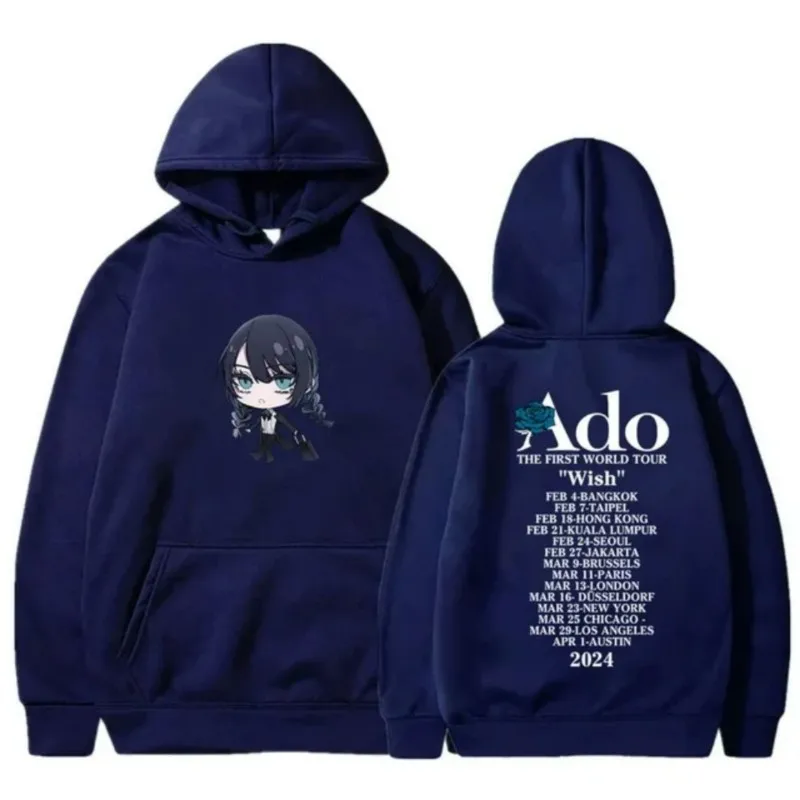 Ado Wish Hoodies World Tour Logo Merch Winter For Men/Women Unisex Casuals Long Sleeve Sweatshirt Streetwear