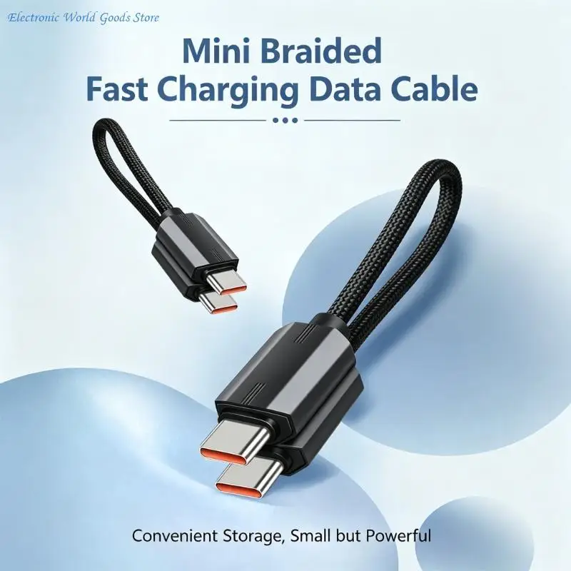 A3PD Small 15cm Textured USB C Cable 240W Efficient Charging Folding For Simple Storage