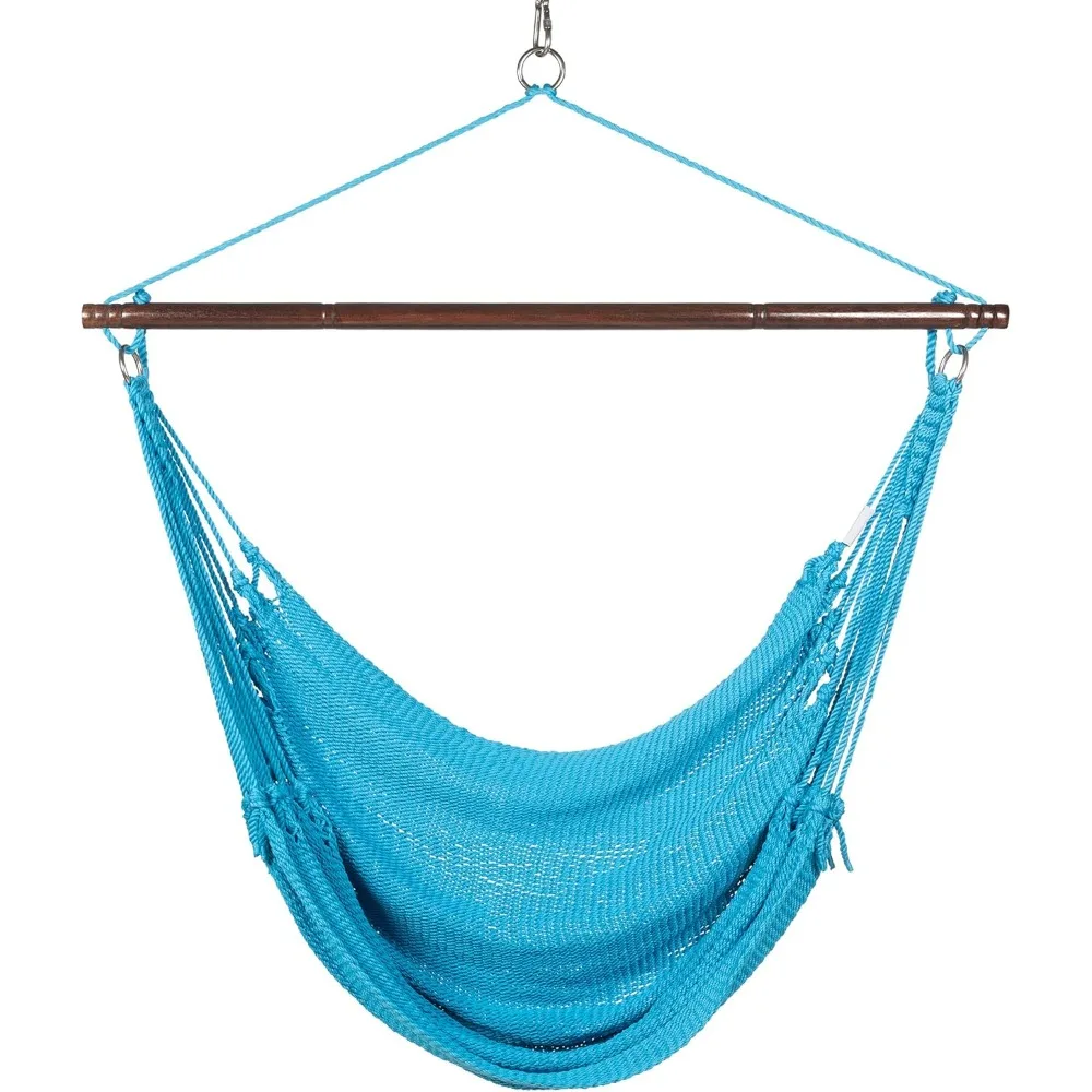 Cadeira de rede Jumbo Caribe com apoio para os pés - 55 polegadas - Poliéster Soft-Spun - Azul Claro