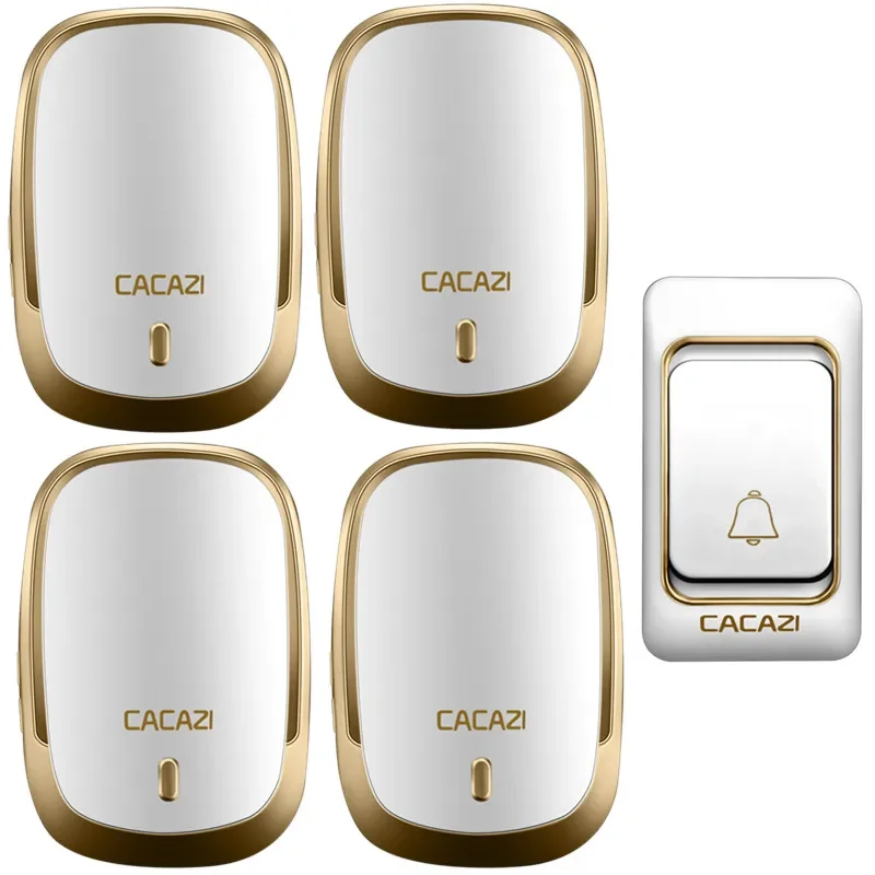 CACAZI Wireless Doorbell Waterproof Long Range DC Button Battery Operated 200M Remote Calling Bell Rings 6 Volume Door 36 Chime