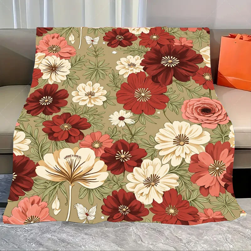 

1 шт. фланелевое одеяло винтажное одеяло с цветочным принтом для уютного домашнего декора