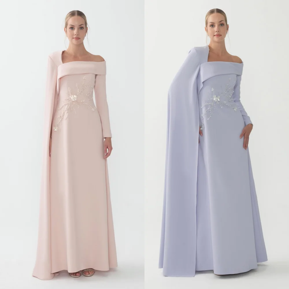 

Customized Simple Jersey Sequined Flower A-line Long Dresses Bespoke Occasion Homecoming Chinese Style Classic