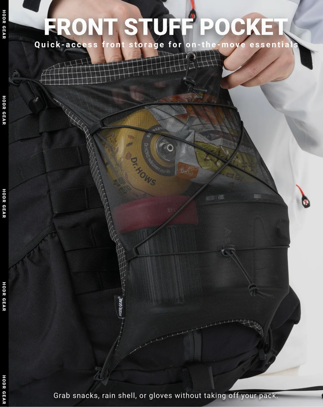 [HODRGEAR] Modularer Känguru-Rucksack Erweiterung 6L Ultraleicht 58g Gridstop für Wandern Trekking UL Gear Beaver Tail – Detail 1