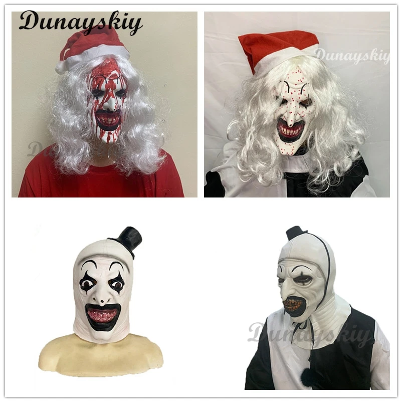 Terrifier3 Art The Clown Máscara de cosplay Película Terrifier 2 Arte El payaso Máscaras de cosplay Máscara de carnaval de Halloween Accesorios para hombres y mujeres