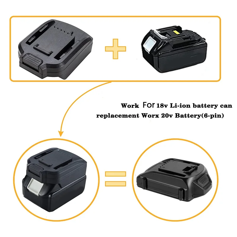 Battery Adapter for Makita 18V BL Series Battery Conversion for WORX 20V 6PIN Lithium Battery Tool Converter