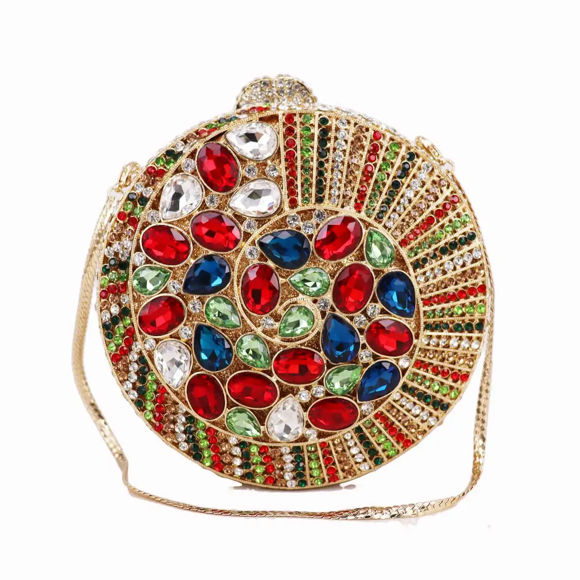 Full Roundness Crystal Lovely Clutch Bags Luxury Crystal Party Pochette Chain Shoulder Bags Ladies Boutique Day Clutches sm217