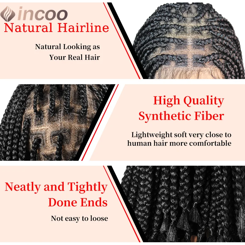 10 Polegada perucas trançadas sem nós curto sintético perucas completas do laço para a mulher cornrow caixa tranças perucas com cabelo do bebê cabelo africano