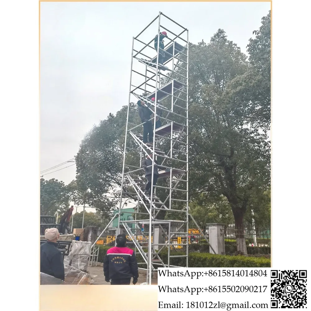 Aluminum alloy scaffolding mobile platform safety ladder construction and decoration construction pulley style 1