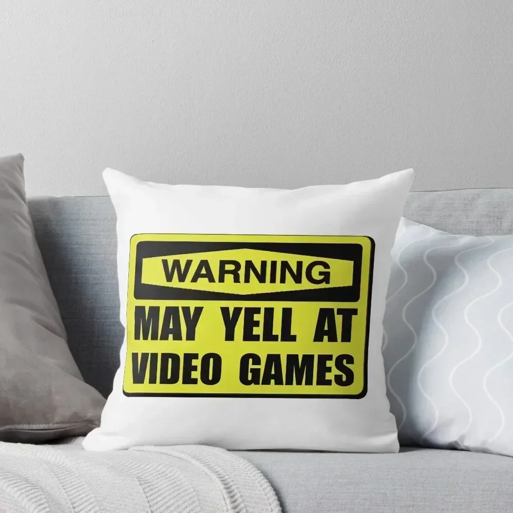 

Warning Yell At Video Games Throw Pillow home decor items covers for pillows christmas ornaments 2025 pillow