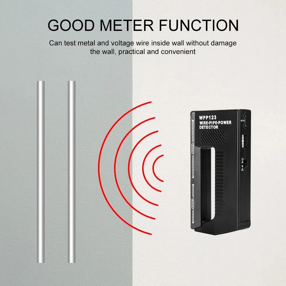 WPP123 ABS Metal Detector Black Wall Detector Non Slip Handle Grip Metal Security Scanner Wall Metal Detector