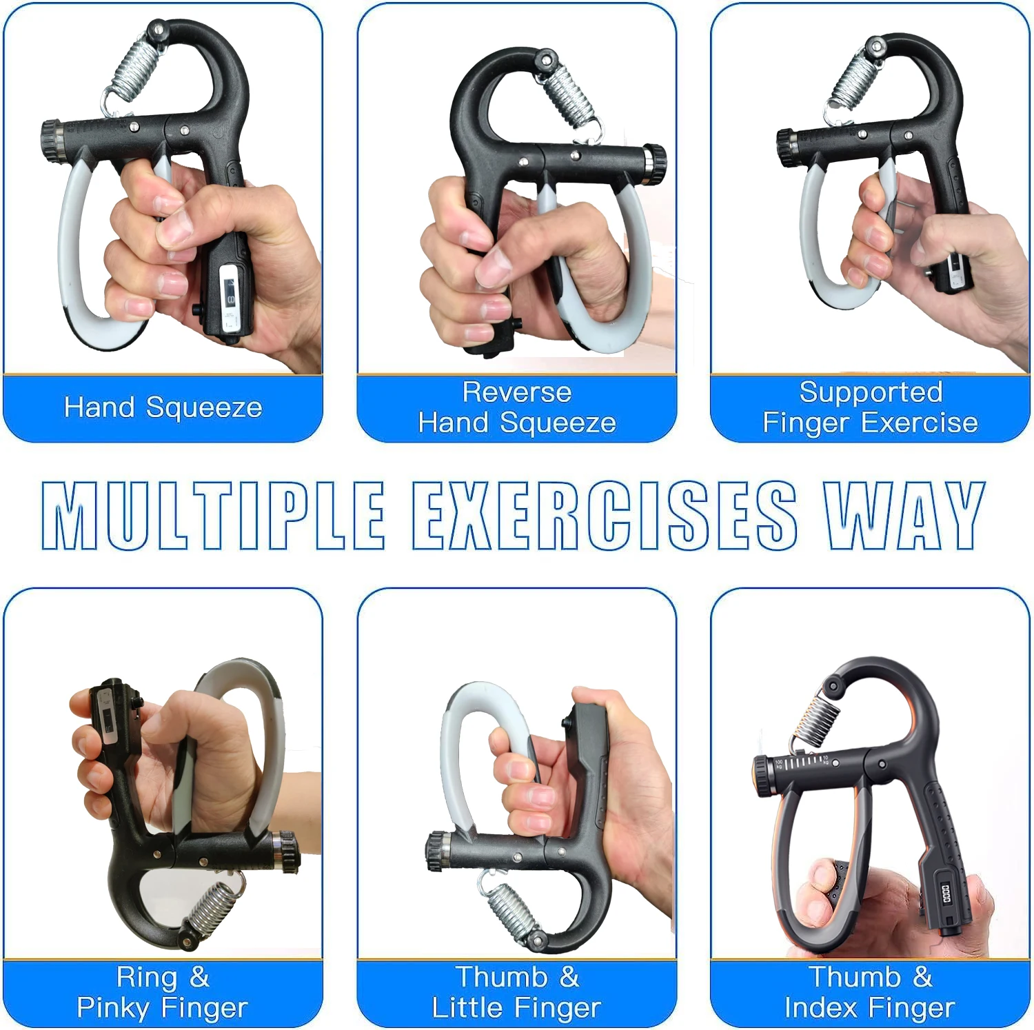 10-100Kg Adjustable Grip Strength Device For Fitness Rehabilitation Training, Wrist Strength Counting For Muscle Exercise