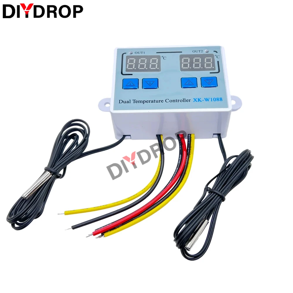 W1088 Dual LED Digital Temperature Sensor Meter Controller Electric Heating Thermostat 220V Aquarium Incubator Thermoregulator