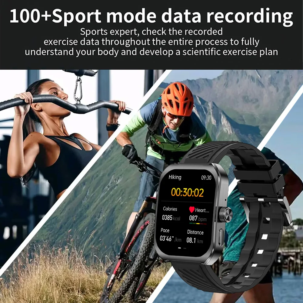 سطح الأعمال Smartwatch الرجال 2.1 HD البوصلة BT معدل ضربات القلب خطوة دعوة الارتفاع ضغط الهواء ساعة 100 + أوضاع رياضية ساعة رياضية