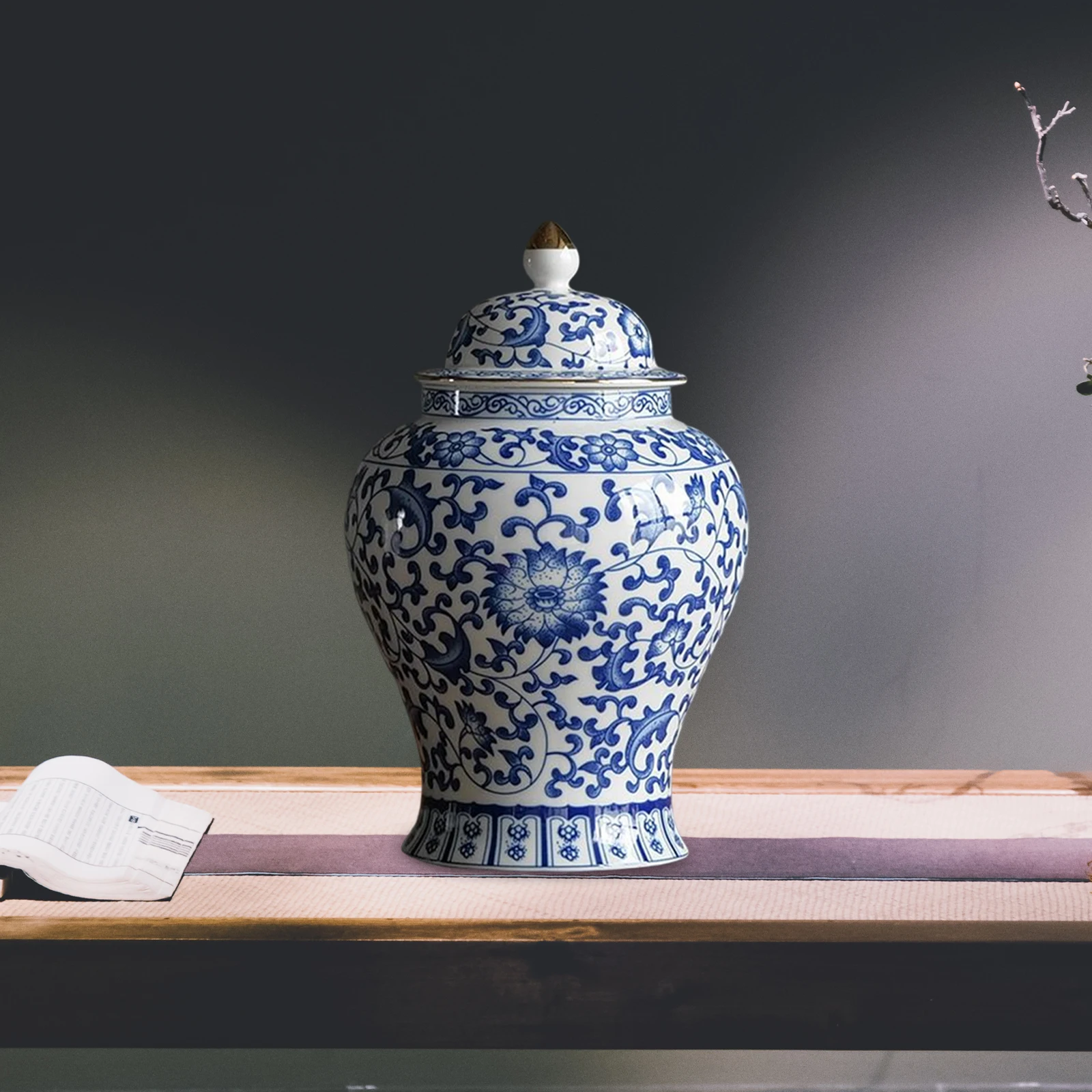 Chinese Ceramic Ginger Jar Flower Vase Home Decor Table Decoration Traditional Porcelain Jar for Wedding Cafe Decor Ornament