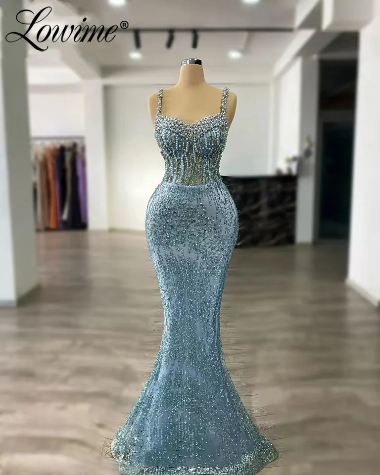 

Синее вечернее платье русалки на бретельках с бисером, индивидуальное платье Vestido De Gala, женские вечерние платья, свадебные платья для выпускного вечера 2026