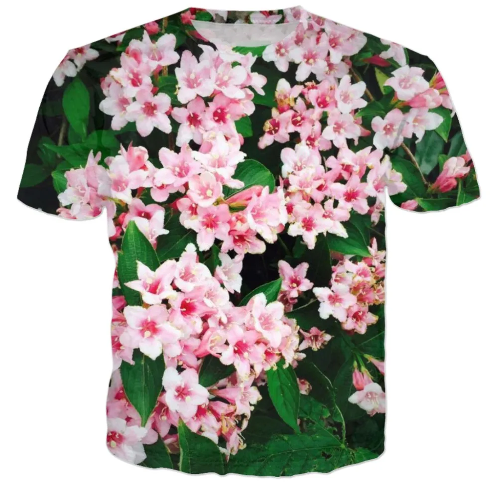 Summer Fashion Flower graphic t shirts for Unisex 3D Printed Street Trend Casual Short Sleeve Tees Round Neck oversized t shirt