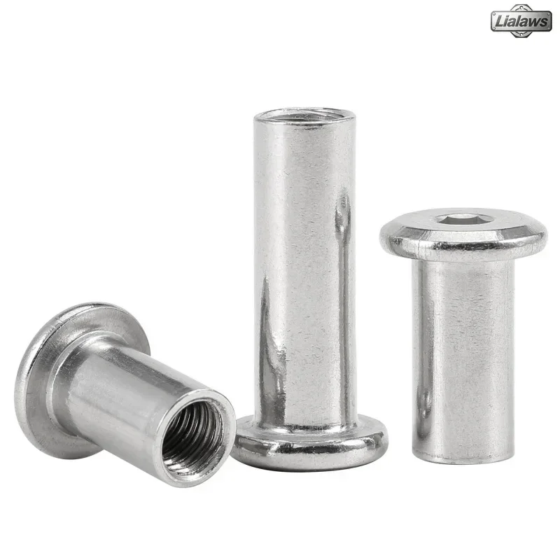 Large Flat Hex socket Furniture Rivet Nut 304 Stainless Steel Furniture Table Cot Bed Sleeve Insert Nut M2 M3 M4 M5 M6 M8 M10