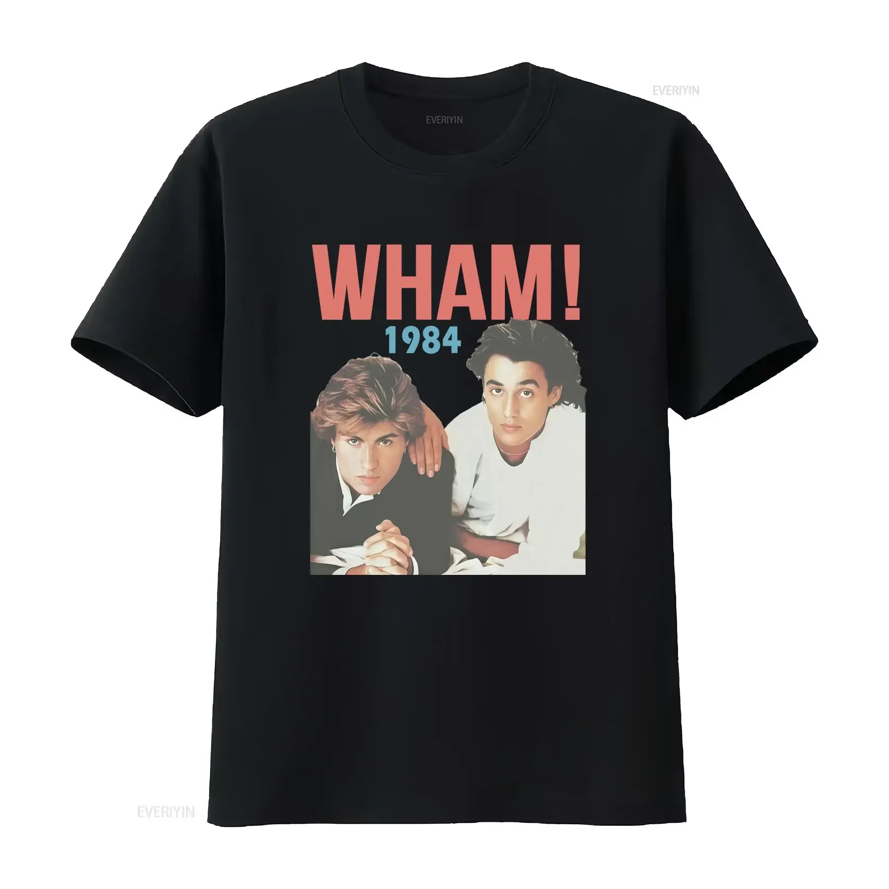 Vintage Retro 1984 Wham Rock Band Print Casual T Shirt vintage Washed Slightly graphic Stylish Top For Everyday Wear homme