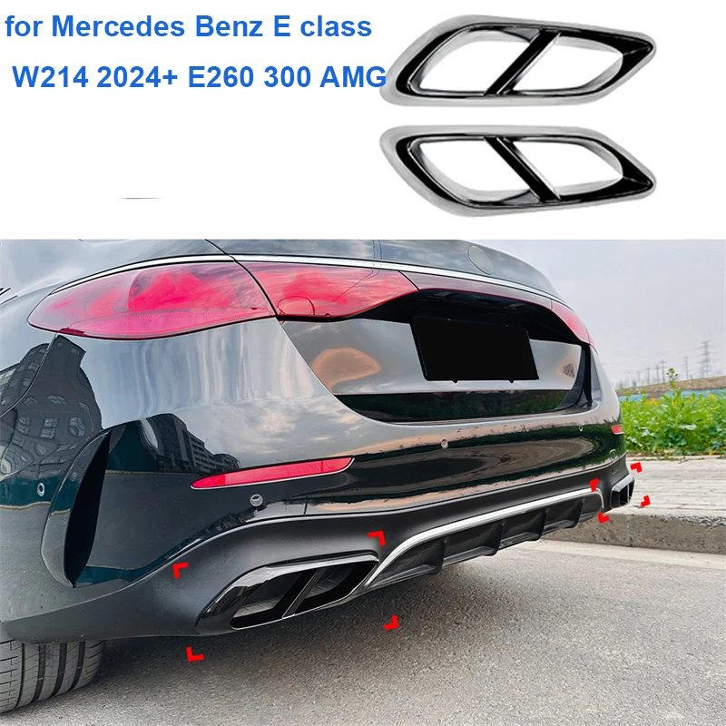 

for Mercedes Benz E class W214 2024+ E260 300 AMG Car Rear Throat Exhaust Pipe Tail lower Muffler Tips Cover Trim Sticker