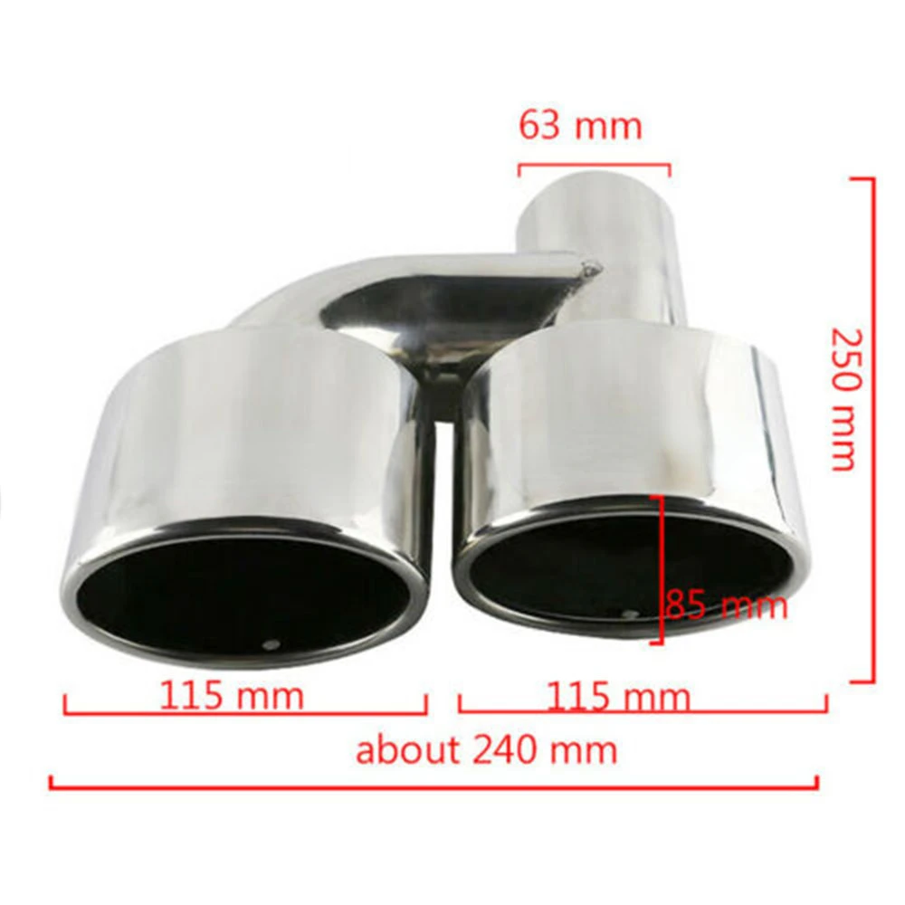 1pair 2.5 inch Dual Exhaust Tip Car Stainless Steel Slant Rolled Edge Auto Muffler Tail Pipe for E350 E400 W214 C63 C250 C350