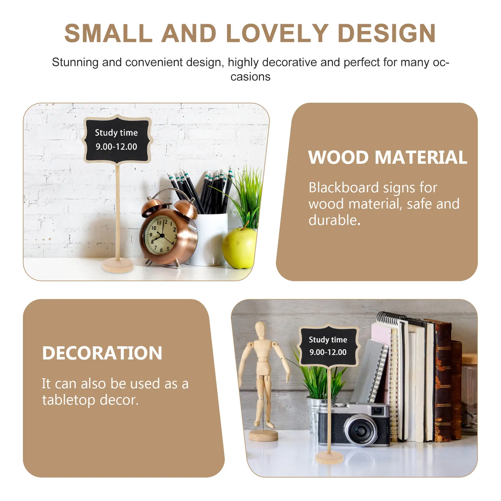 

1 set 1 Set Wooden Chalkboard Sign Mini Message Board Memo Blackboard Small Decorative Standee For Wedding Party Logo Display