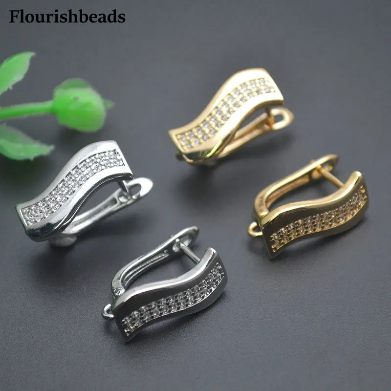 

New Design Curved Wave Shape 18k Gold Rhodium Silver Plated 8mm Width Earring Hook Clasps for Jewelry Making 30pc/lot