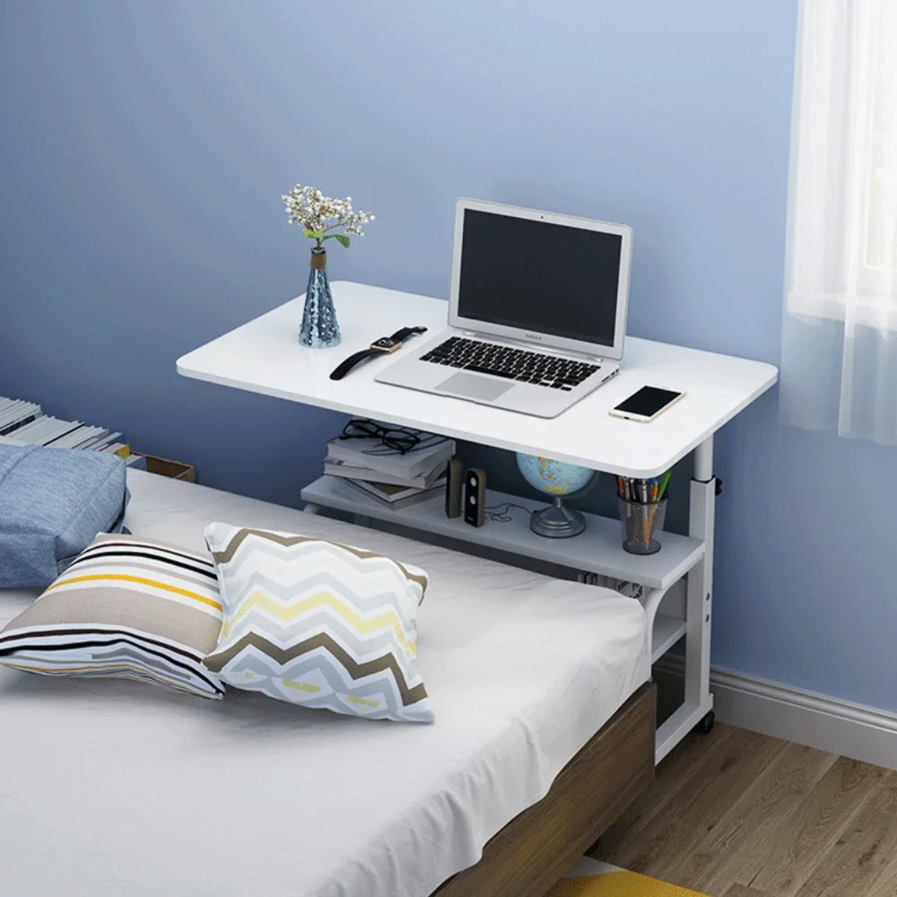 Movable Bedside Computer Table Adjustable Laptop Desks Portable Table with Wheels Lifting Adjustment Breakfast Computer Tables