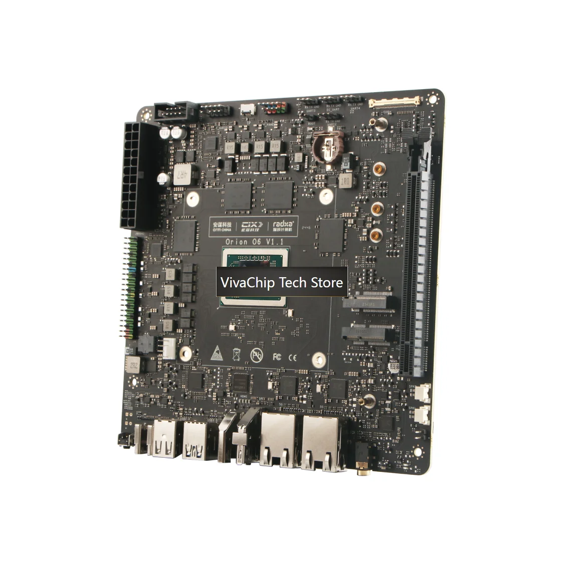 VivaCTRadxa Orion O6, World's First Open ARM V9 Mini ITX Motherboard, 12-core CPU, 28.8TOPs NPU, LPDDR5 And PCIe Gen4 16-lane