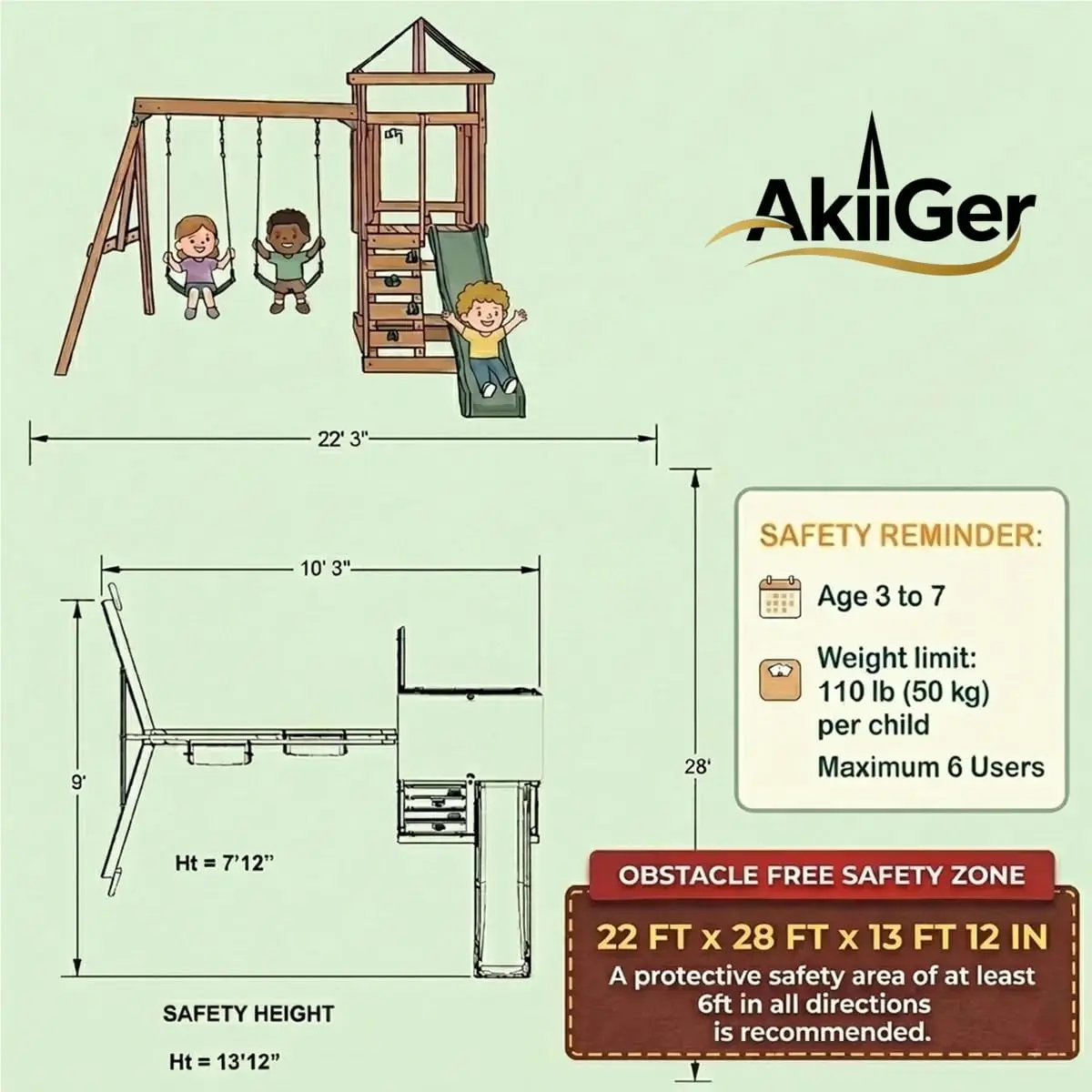 Cedar Wood Backyard Playset With Swings, Wave Slide, Rock Wall, Sandbox & Canopy Roof, Outdoor Swing Set, Customized