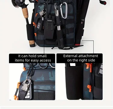 Herren-Doppelschulterrucksack, Einzelschulter-Umhängetasche zum Angeln, Outdoor-Ködertasche, Wander-Brusttasche, funktionelle Outdoor-Tasche, Tarnfarben-Reise-Sporttasche, Wander-Cross-Country-Rucksack, verschleißfeste – Detail 12