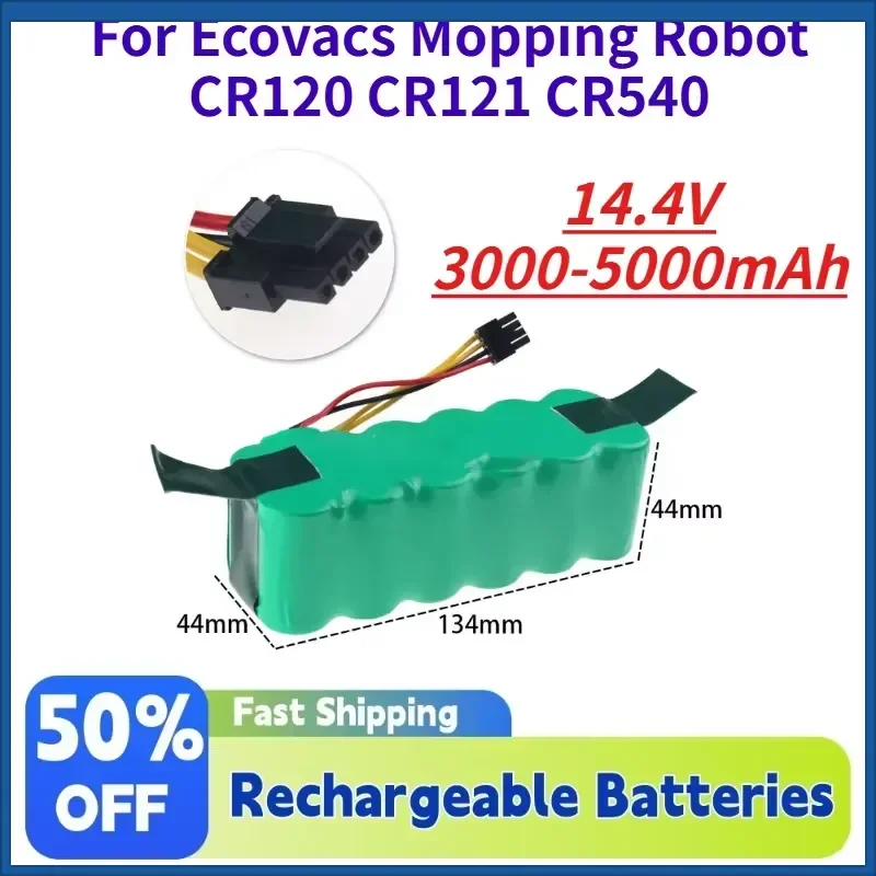 

14.4V 3000-5000mAh Vacuum Cleaner NI-MH Battery Compatible with Midea L103B for Ecovacs Mopping Robot CR120 CR121 CR540
