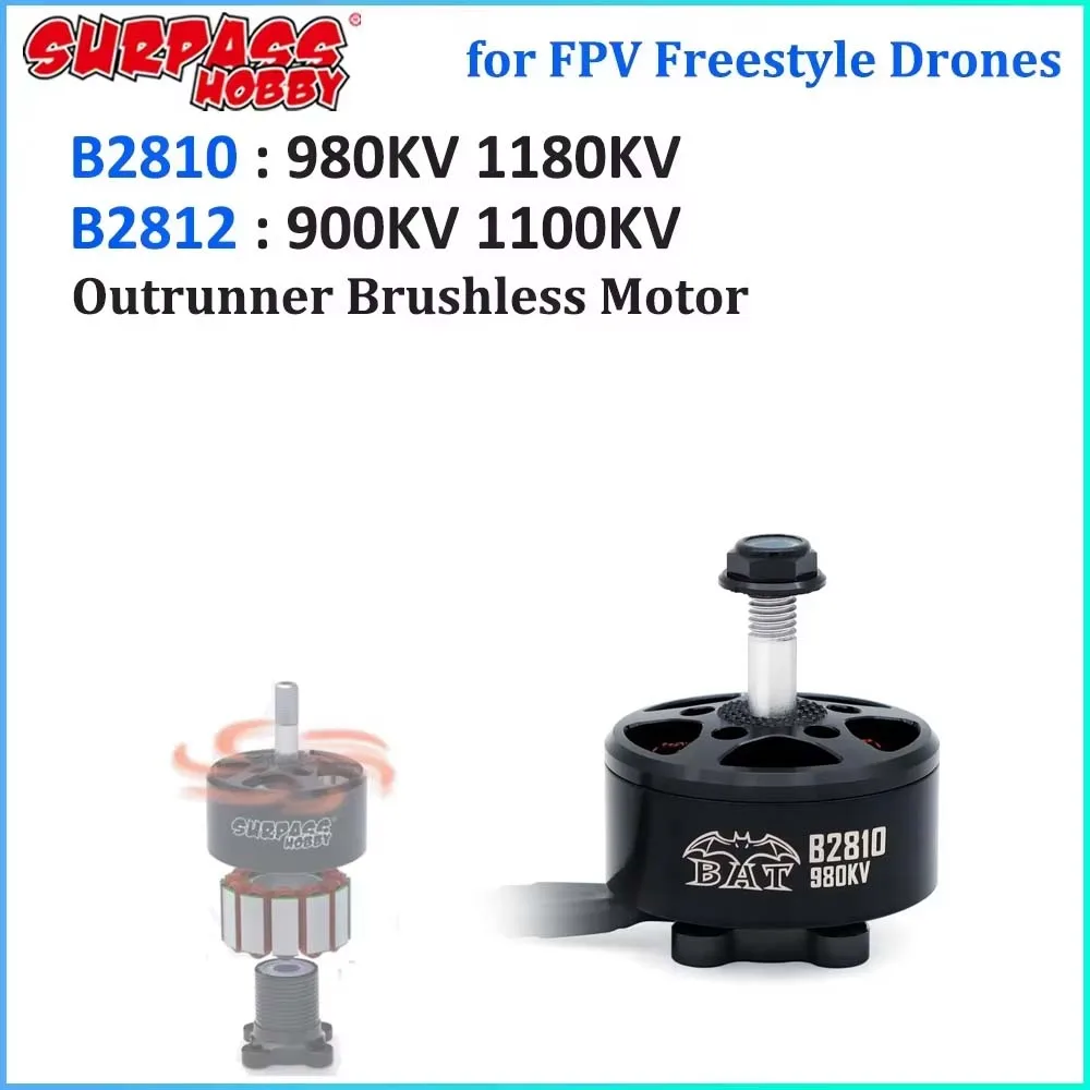Surpass Hobby Bat Series 2810 2812 Outrunner Brushless Motor 900KV 1180KV for Long Range FPV Freestyle Drones Mark4 7inch Frame