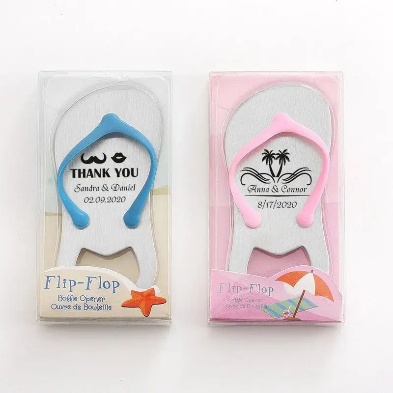 

20/24/30PCS Customized Flip Flop Bottle Opener,Come With Gift Box,Bulk Personalised Beer Openers,Beach Wedding Favors,Giveaways