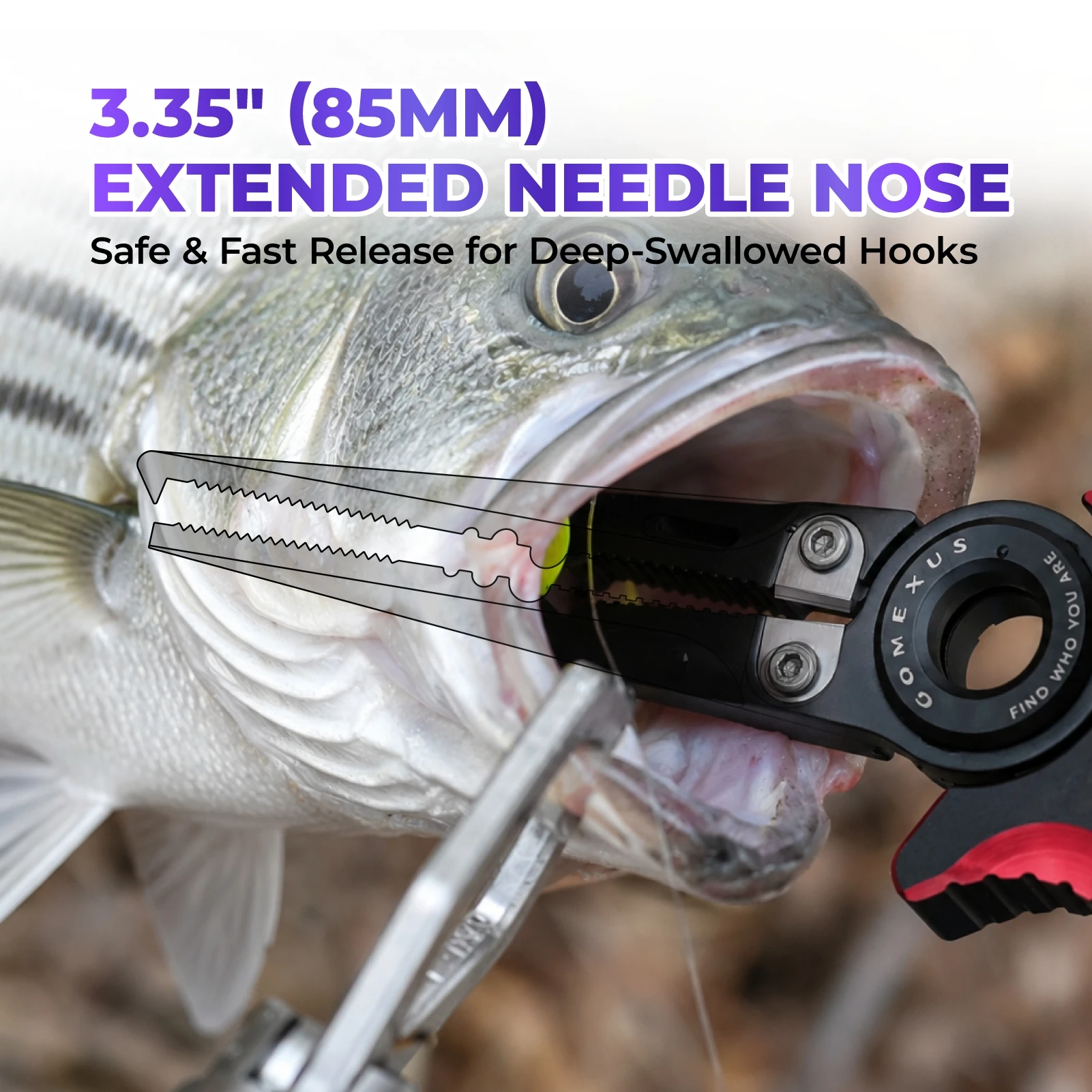 GomexusFishing Angelzange Leinenschneider Aluminiumzange Kompatibler Hakenentferner Angelstahlklingen Schneiden von geflochtenen PE- und Fluoroschnüren – Detail 10