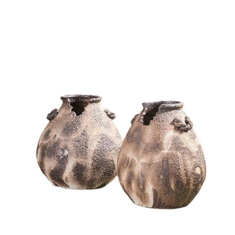 

Fashion and luxuryMade Old Clay Pottery Pot Flower Arrangement Vessels Silent Style High-End Crafts Entrance Floor Decoration