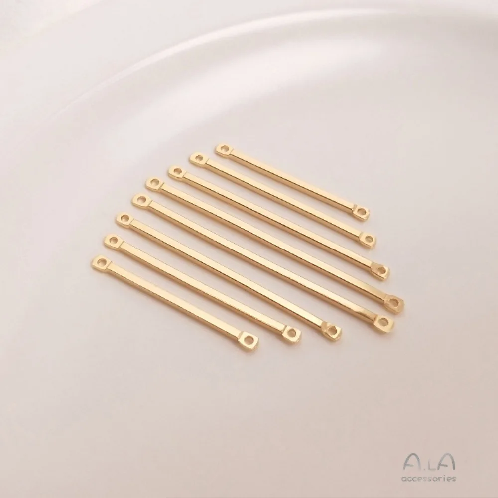 14K الذهب اللون الملحقات ثقب مزدوج ربط قضيب طويل أنبوب مربع مزدوج معلق DIY بها بنفسك اليدوية عصا الأذن مجوهرات المواد