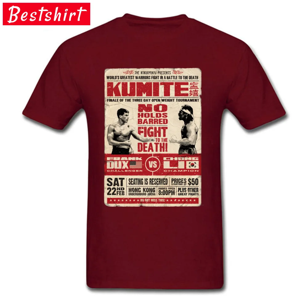 Kumite Poster Karate T Shirt Taekwondo Box Men Tshirts Vintage Style Print 3D T-Shirt Black 100% Cotton Men Top T-shirts