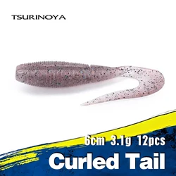 TSURINOYA Grub Worm Curled Tail Fishing Lure PULSE 6cm3.1g Add Scent Bass Game Soft Bait Texas Rigs Jika Rigs Jig Trailer Tackle