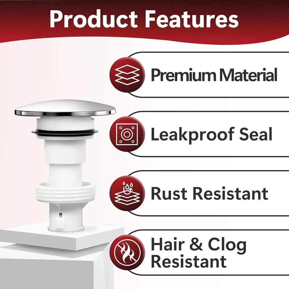 Light Weight 2pcs Polished Chrome 972098A Bathroom Sink Push & Seal -Up Drain Stopper Assembly,Part Number is 35338-06XX