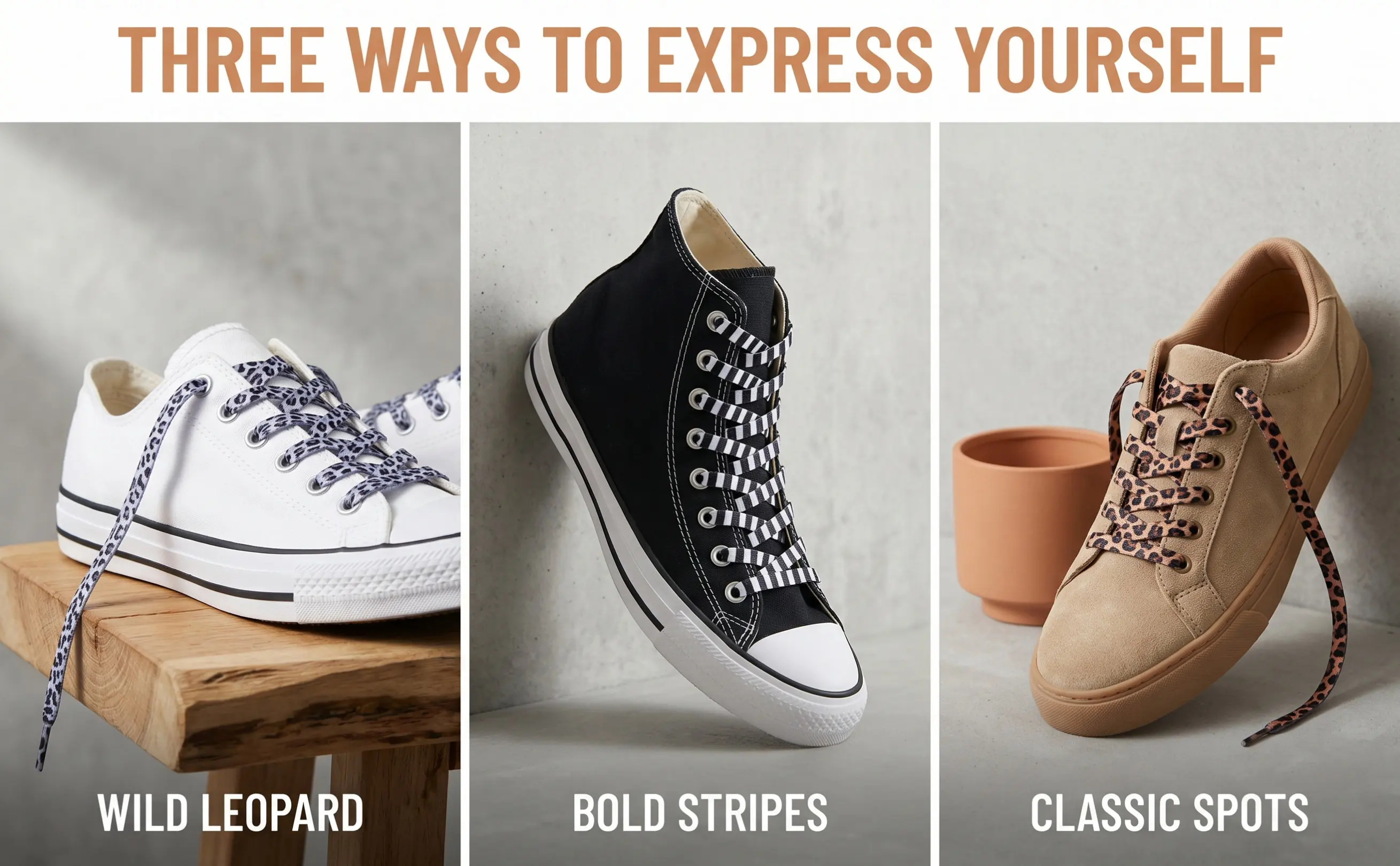 3Pairs Animal Print Shoe Laces Flat Elastic Shoelaces for Casual Athletic Sneakers Printed Flexible Thick Shoe Cords